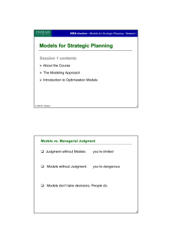Models for Strategic Planning