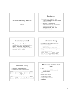 Information Seeking Behavior Introduction Information Overload