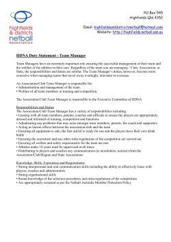 Team Managers - Netball Australia