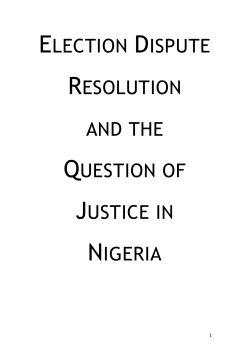 Election Dispute Resolution and the Question of Justice in Nigeria