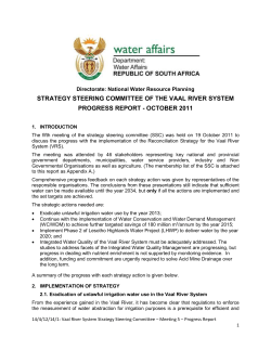 strategy steering committee of the vaal river system
