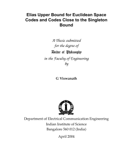 Elias Bound for Euclidean Space Codes and On Codes