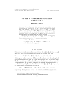 FIN-SET: A SYNTACTICAL DEFINITION OF FINITE SETS Slavi&scaron;a B