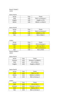Round 1 Week 2 12/10 Senior Pool A Venue Time Teams YSHS 4