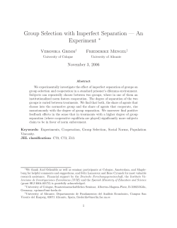Group Selection with Imperfect Separation &mdash; An Experiment