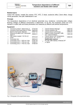 TEP Temperature dependence of different resistors and diodes with