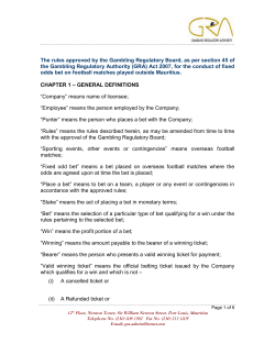 Rules - Gambling Regulatory Authority