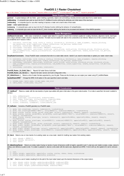 PostGIS 2.1 Raster Cheat Sheet 2.1.0dev r11091