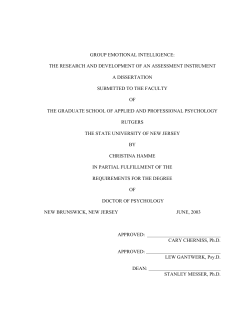 GROUP EMOTIONAL INTELLIGENCE: THE RESEARCH AND