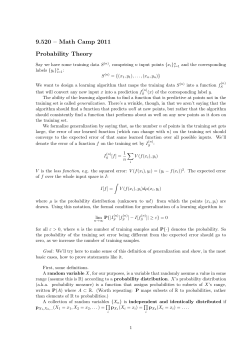 9.520 &ndash; Math Camp 2011 Probability Theory