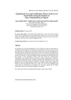 Exploring the Uses and Gratifications Theory in the Use of Social