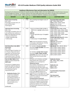 ICD-10 Provider Medicare STAR Quality Indicators Guide 2016