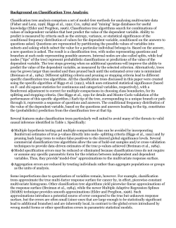 Background on Classification Tree Analysis