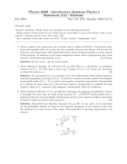 Introductory Quantum Physics I Homework #12