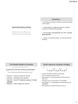EMOTION REGULATION Emotions&hellip; The Modal Model of Emotion