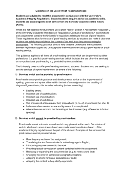 Guidance on the use of Proof-Reading Services Students are