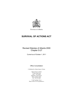 survival of actions act - Alberta Queen`s Printer