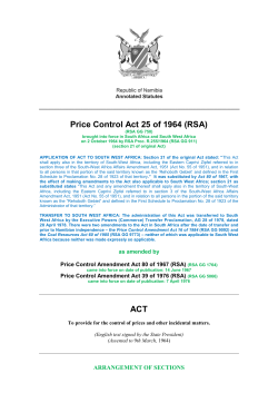 Price Control Act 25 of 1964 (RSA) ACT