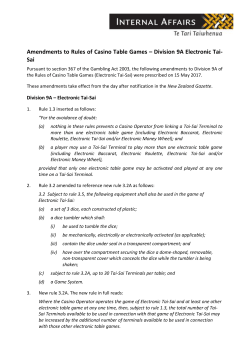 Amendment to the Rules of Casino Table Games