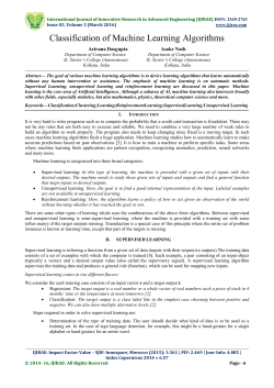 Classification of Machine Learning Algorithms