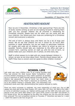 Headteacher Mrs E Wombwell Dorsten Place, Crawley, West