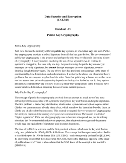 (CSE348) Handout -15 Public Key Cryptography