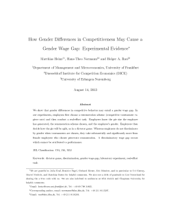 How Gender Di erences in Competitiveness May Cause a Gender