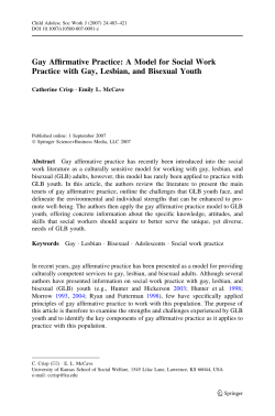 Gay Affirmative Practice: A Model for Social Work Practice with Gay