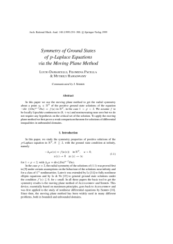Symmetry of Ground States of p-Laplace Equations via the Moving