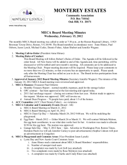 MECA Executive Board Meeting - Monterey Estates Homeowners