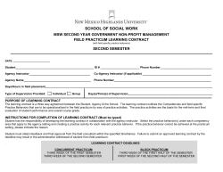 SCHOOL OF SOCIAL WORK MSW SECOND YEAR GOVERNMENT