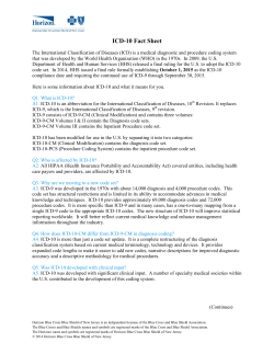ICD-10 Fact Sheet - Horizon Blue Cross Blue Shield