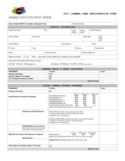 2017 Summer Camp Registration Form