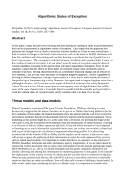 Algorithmic States of Exception Abstract Threat models and data