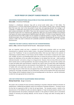 HVCfP PROOF OF CONCEPT FUNDED PROJECTS &ndash; ROUND ONE