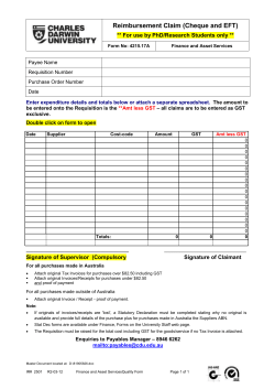 PhD/Research Students Reimbursement Claim form