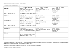 after school club weekly timetable w/c 16/12/13 let`s celebrate!