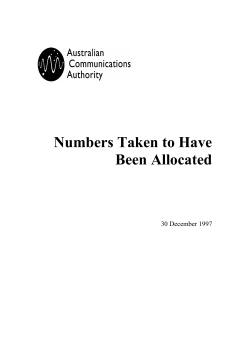 Numbers Taken to Have Been Allocated