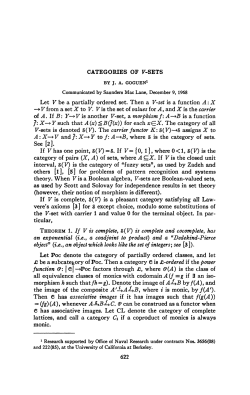 CATEGORIES OF F-SETS Let V be a partially ordered set. Then a V