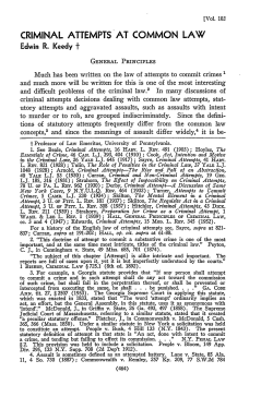 Criminal Attempts at Common Law - Penn Law: Legal Scholarship