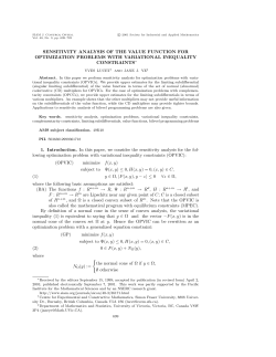 SENSITIVITY ANALYSIS OF THE VALUE FUNCTION