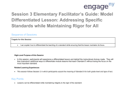 Facilitator`s Guide: Model Differentiated Lesson