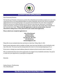 ACTIVITY BOOTH APPLICATION East Bernard City Park