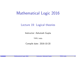 Mathematical Logic 2016 Lecture 19: Logical theories