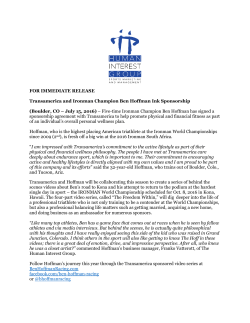 FOR IMMEDIATE RELEASE Transamerica and Ironman Champion