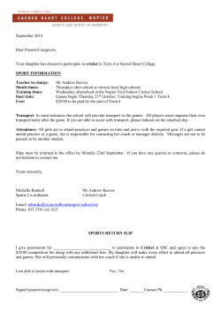 September 2014 Dear Parents/Caregivers, Your daughter has