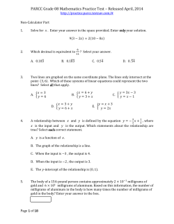 PARCC Grade 08 Mathematics Practice Test &ndash; Released April, 2014
