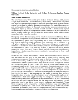 Monopsony in American Labor Markets