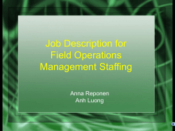 Job Description for Field Operations Management Staffing
