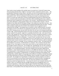 Luke 16: 1-13 Let`s Make a Deal That`s what a casual reading of this